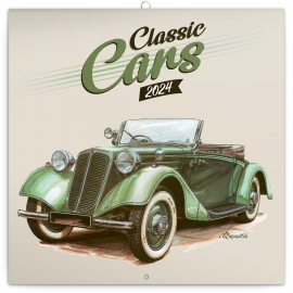 Poznámkový kalendár Classic Cars – Václav Zapadlík, 2024, 30 × 30 cm