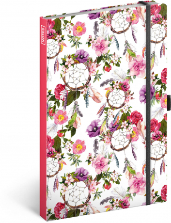 Notes Lapač snov ružový, linajkovaný, 13 × 21 cm
