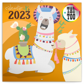 Poznámkový kalendár Šťastné lamy 2023, 30 × 30 cm
