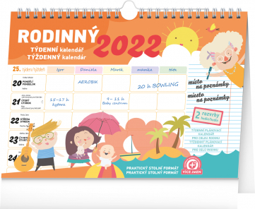 Týdenní rodinný plánovací kalendář s háčkem 2022, 30 × 21 cm